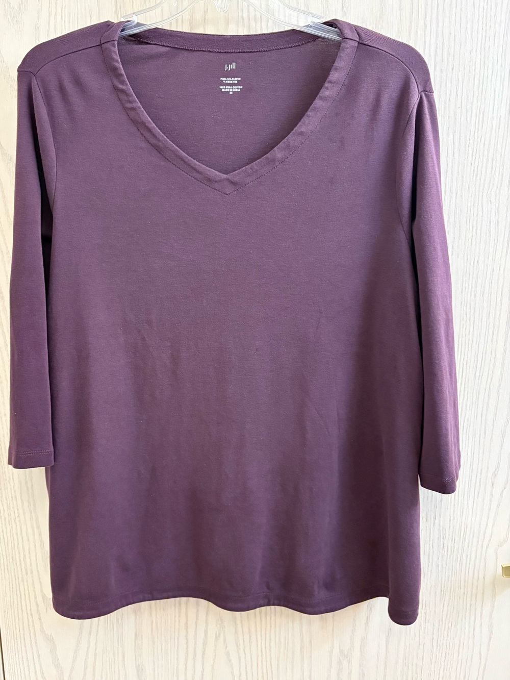 J. Jill Long Sleeve V-Neck Top in Plum